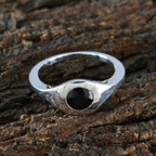 Black Onyx Solitaire Indian Sterling Silver Black Gemstone Featherlight Graceful Ring Jewellery