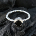 Black Onyx Solitaire Turkish 925 Sterling Silver Black Gemstone Delicate Contemporary Ring Jewellery
