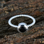 Black Onyx Solitaire Turkish 925 Sterling Silver Black Gemstone Delicate Contemporary Ring Jewellery
