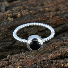 Black Onyx Solitaire Turkish 925 Sterling Silver Black Gemstone Delicate Contemporary Ring Jewellery