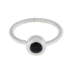Black Onyx Solitaire Turkish 925 Sterling Silver Black Gemstone Delicate Contemporary Ring Jewellery