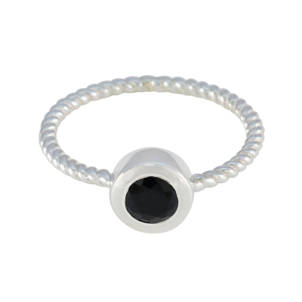 Black Onyx Solitaire Turkish 925 Sterling Silver Black Gemstone Delicate Contemporary Ring Jewellery