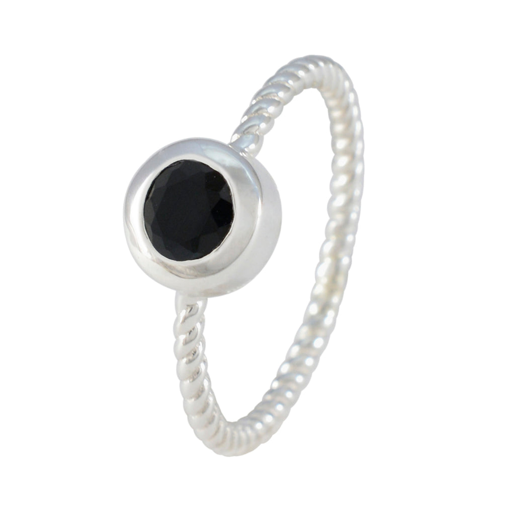 Black Onyx Solitaire Turkish 925 Sterling Silver Black Gemstone Delicate Contemporary Ring Jewellery
