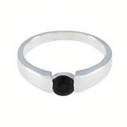 Black Onyx Solitaire German 925 Sterling Silver Black Gemstones Slim Feminine Ring Jewellery