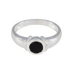 Black Onyx Solitaire Egyptian Sterling Silver Black Gemstones Featherlight Graceful Ring Jewellery
