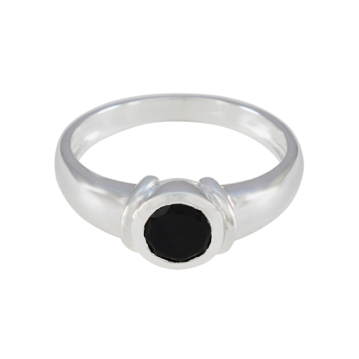Black Onyx Solitaire Egyptian Sterling Silver Black Gemstones Featherlight Graceful Ring Jewellery