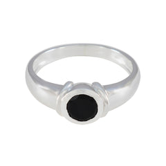 Black Onyx Solitaire Egyptian Sterling Silver Black Gemstones Featherlight Graceful Ring Jewellery