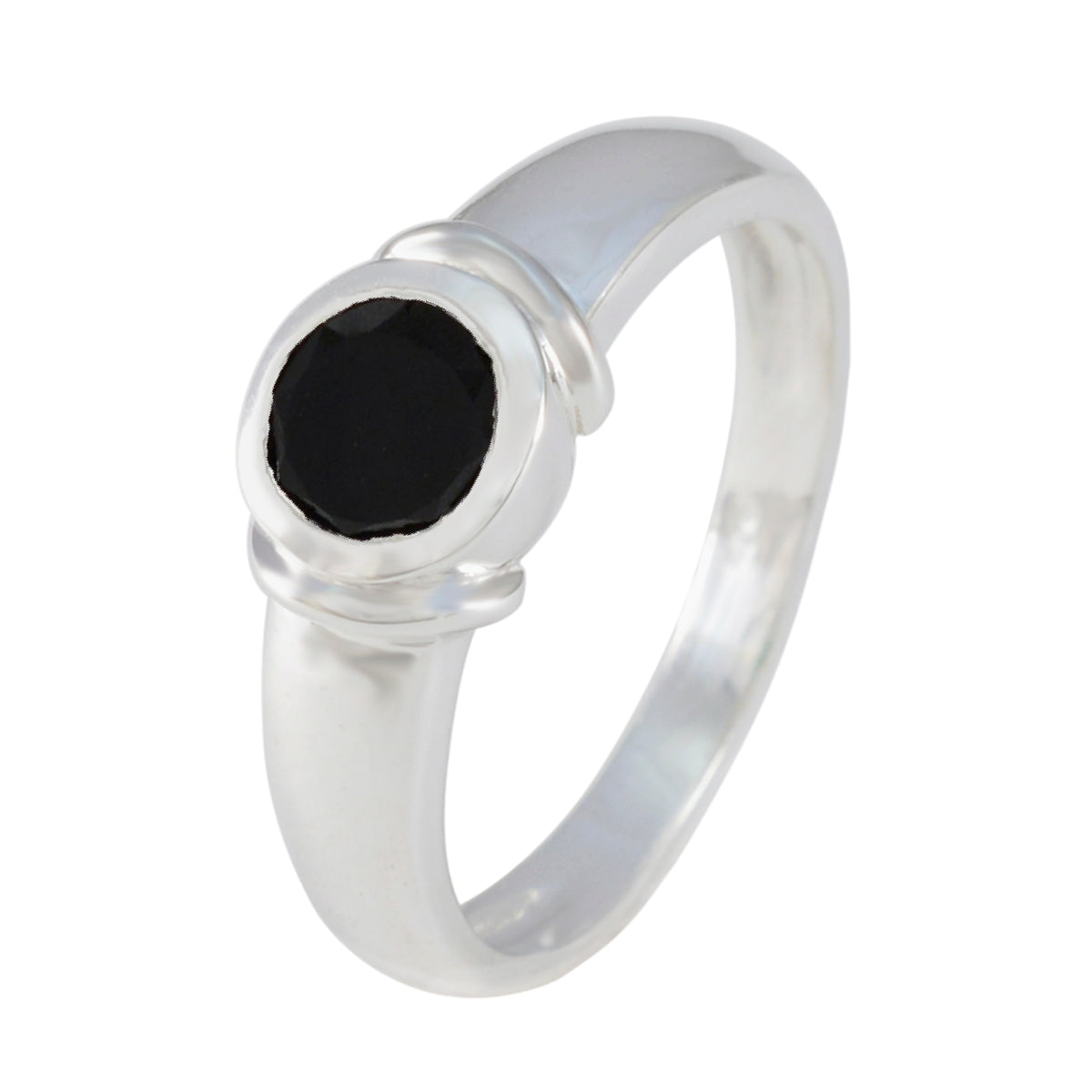 Svart Onyx Solitaire Egyptisk Sterling Silver Svarta Ädelstenar Fjäderlätt Graciös Ring Smycken Sekundär produktbild