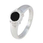 Black Onyx Solitaire Egyptian Sterling Silver Black Gemstones Featherlight Graceful Ring Jewellery