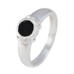 Black Onyx Solitaire Egyptian Sterling Silver Black Gemstones Featherlight Graceful Ring Jewellery
