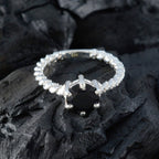 Black Onyx Solitaire Egyptian Sterling Silver Black Gems Featherlight Twist Ring Jewelry