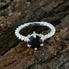 Black Onyx Solitaire Egyptian Sterling Silver Black Gems Featherlight Twist Ring Jewelry