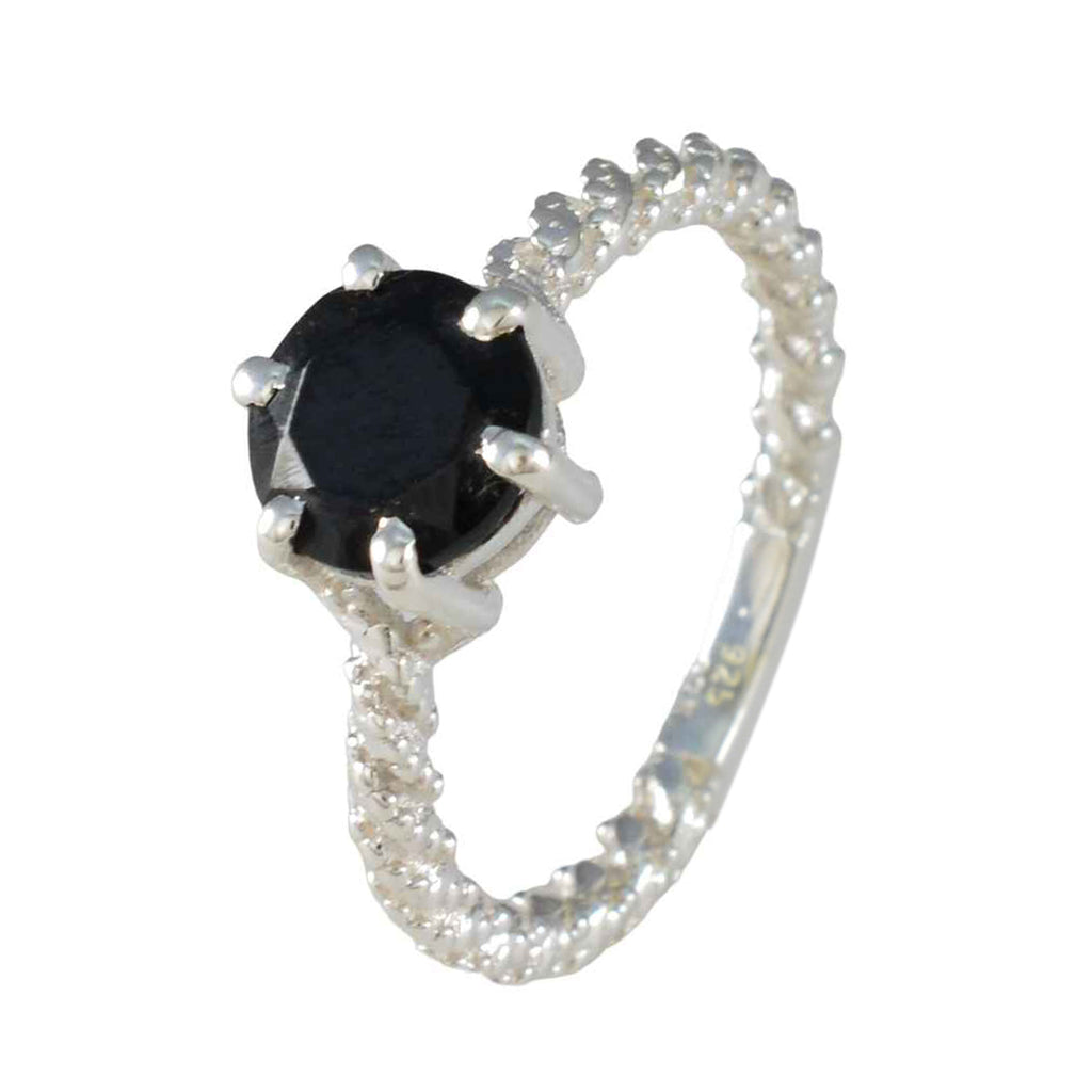 Black Onyx Solitaire Egyptian Sterling Silver Black Gems Featherlight Twist Ring Jewelry
