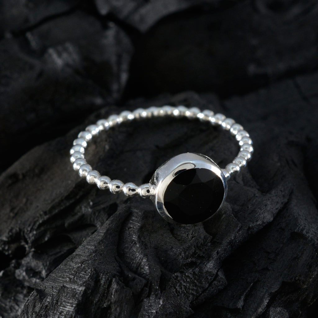 Black Onyx Solitaire American 92.5 Silver Black Gems Delicate Twist Ring Jewellery