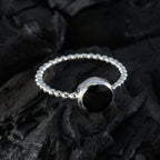 Black Onyx Solitaire American 92.5 Silver Black Gems Delicate Twist Ring Jewellery