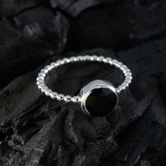 Black Onyx Solitaire American 92.5 Silver Black Gems Delicate Twist Ring Jewellery