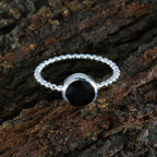 Black Onyx Solitaire American 92.5 Silver Black Gems Delicate Twist Ring Jewellery