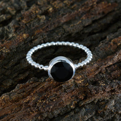Black Onyx Solitaire American 92.5 Silver Black Gems Delicate Twist Ring Jewellery