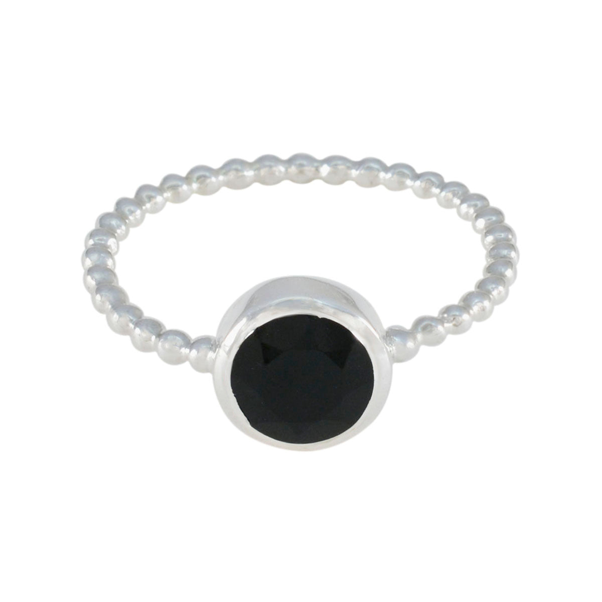 Black Onyx Solitaire American 92.5 Silver Black Gems Delicate Twist Ring Jewellery