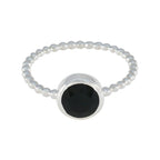 Black Onyx Solitaire American 92.5 Silver Black Gems Delicate Twist Ring Jewellery