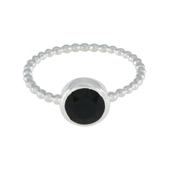 Black Onyx Solitaire American 92.5 Silver Black Gems Delicate Twist Ring Jewellery