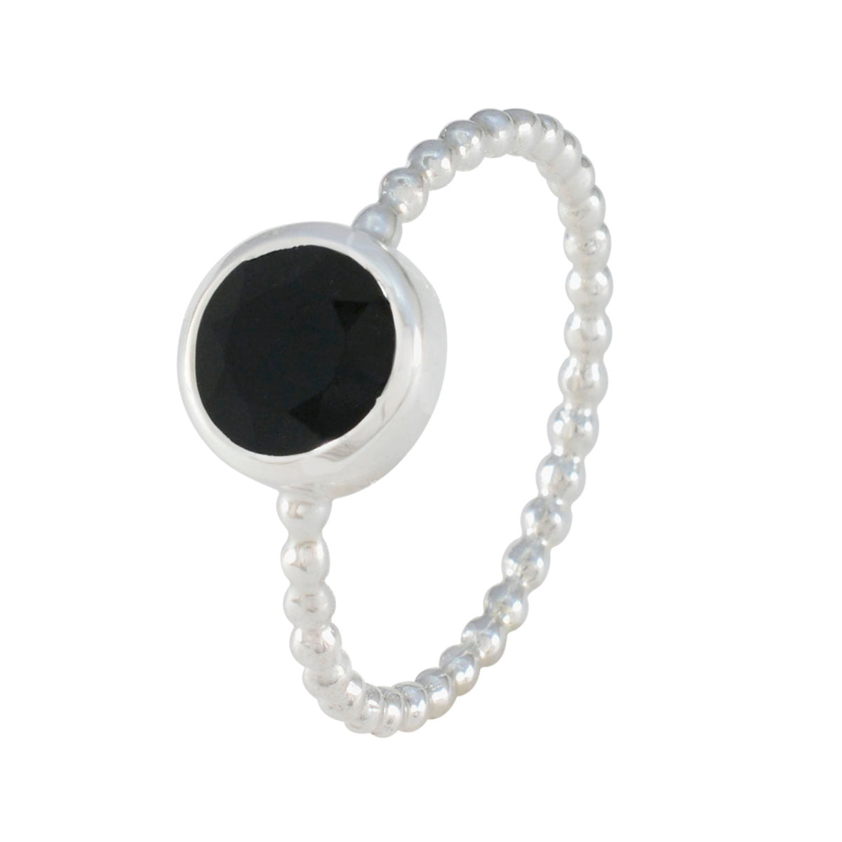 Black Onyx Solitaire American 92.5 Silver Black Gems Delicate Twist Ring Jewellery