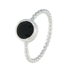 Black Onyx Solitaire American 92.5 Silver Black Gems Delicate Twist Ring Jewellery
