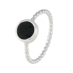 Black Onyx Solitaire American 92.5 Silver Black Gems Delicate Twist Ring Jewellery