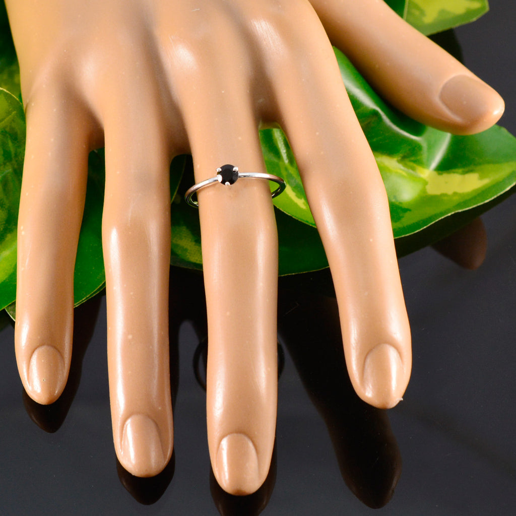 Black Onyx Solitaire Japanese 925 Silver Black Gemstones Minimalist valentine Ring Jewellery