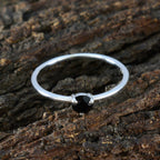 Black Onyx Solitaire Japanese 925 Silver Black Gemstones Minimalist valentine Ring Jewellery