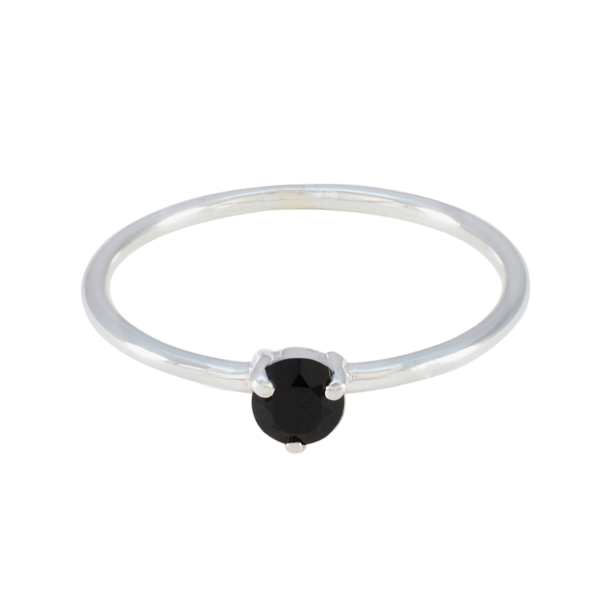 Black Onyx Solitaire Japanese 925 Silver Black Gemstones Minimalist valentine Ring Jewellery