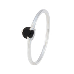 Black Onyx Solitaire Japanese 925 Silver Black Gemstones Minimalist valentine Ring Jewellery