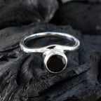 Black Onyx Solitaire Turkish 925 Silver Black Gems Delicate Feminine Ring Jewellery