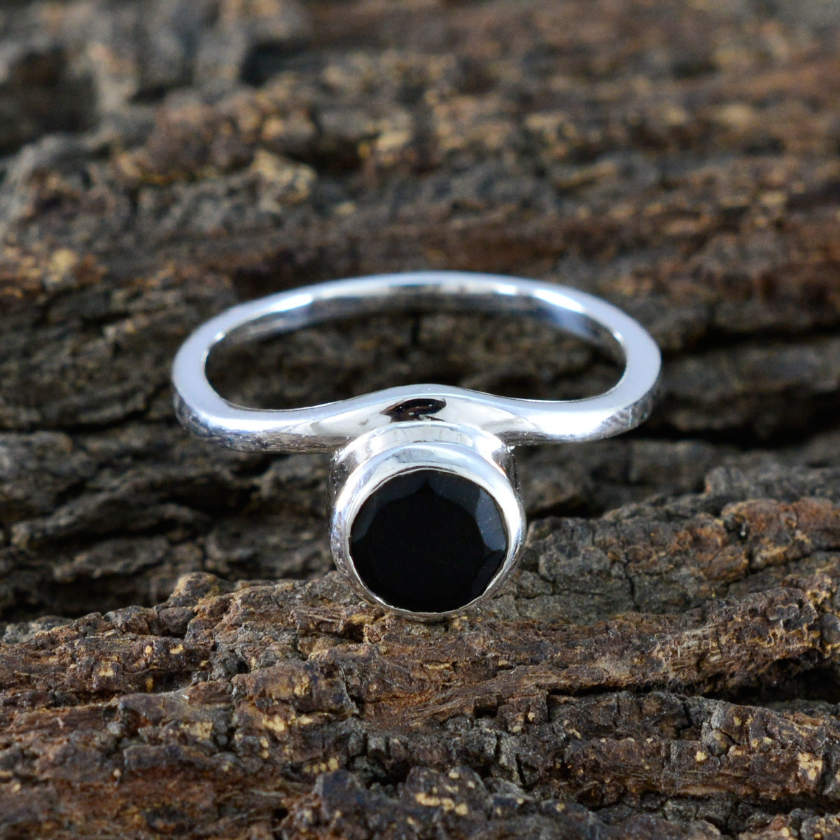 Black Onyx Solitaire Turkish 925 Silver Black Gems Delicate Feminine Ring Jewellery
