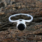 Black Onyx Solitaire Turkish 925 Silver Black Gems Delicate Feminine Ring Jewellery