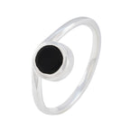 Black Onyx Solitaire Turkish 925 Silver Black Gems Delicate Feminine Ring Jewellery