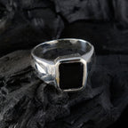 Black Onyx Solitaire African Silver Black Gems Mid weight Signet Ring Jewellery