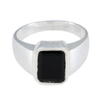 Black Onyx Solitaire African Silver Black Gems Mid weight Signet Ring Jewellery