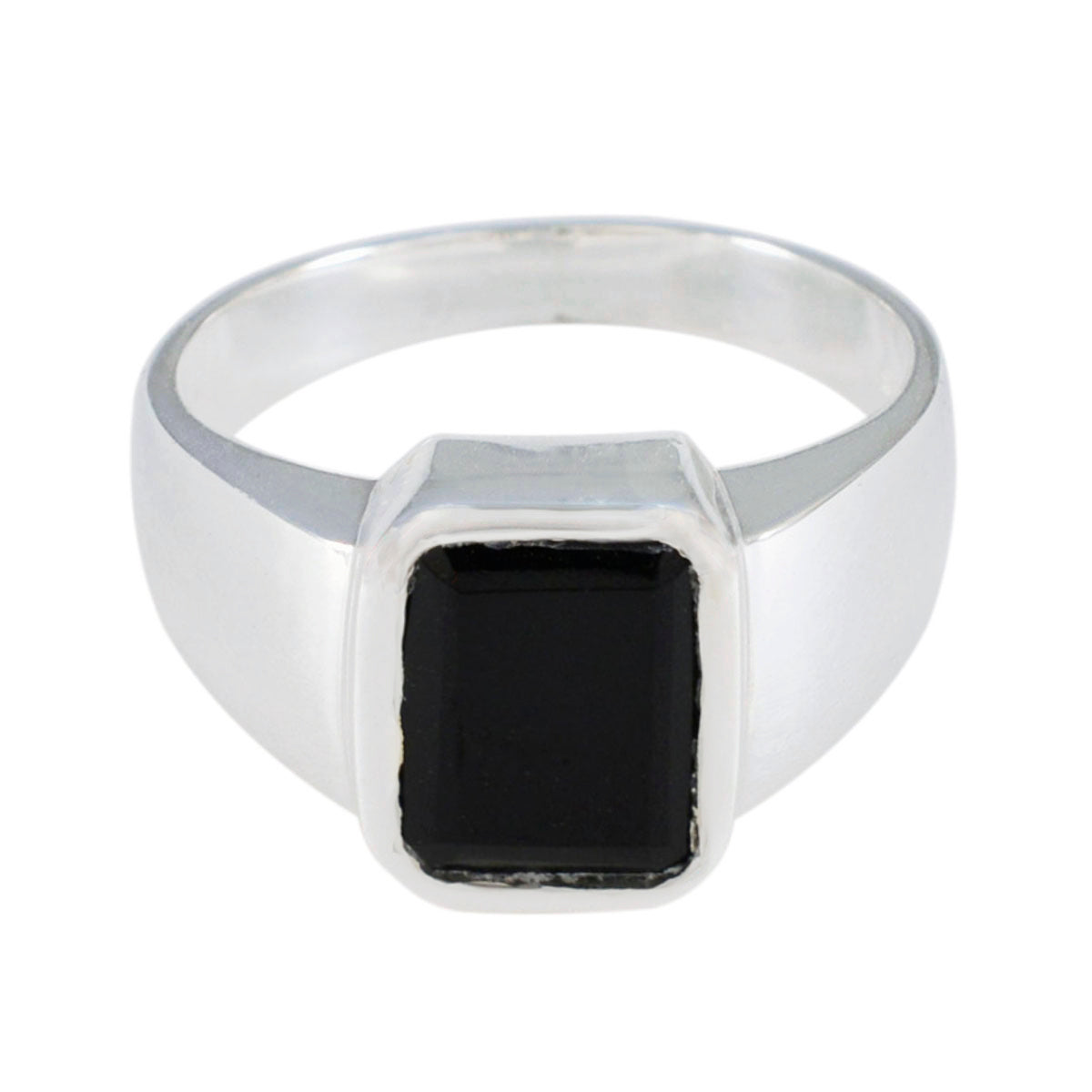 Black Onyx Solitaire African Silver Black Gems Mid weight Signet Ring Jewellery