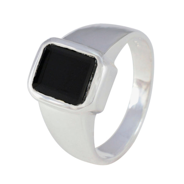 Black Onyx Solitaire African Silver Black Gems Mid weight Signet Ring Jewellery