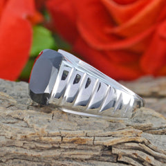 Black Onyx Solitaire German Silver Black Gemstones Versatile Armor Ring Jewelry