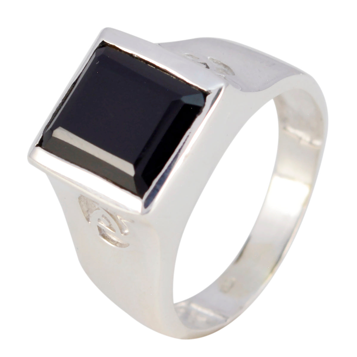 Black Onyx Solitaire French Sterling Silver Black Gemstones Essential Armor Ring Jewelry Hoofdafbeelding