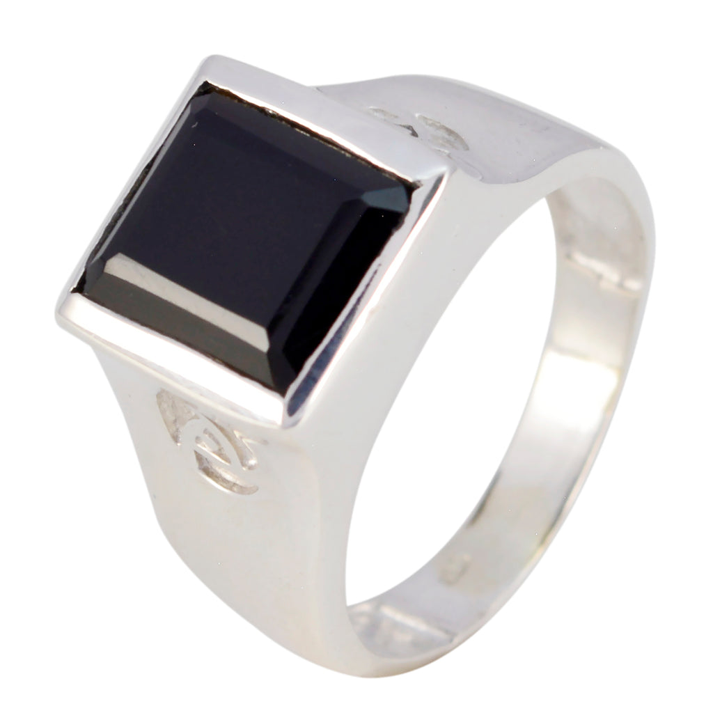 Black Onyx Solitaire French Sterling Silver Black Gemstones Essential  Armor Ring Jewelry