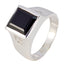 Black Onyx Solitaire French Sterling Silver Black Gemstones Essential  Armor Ring Jewelry