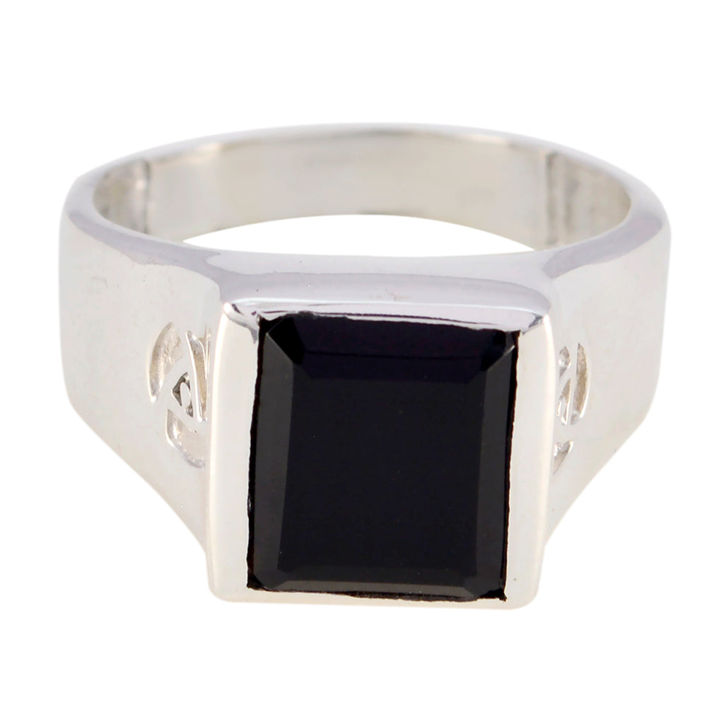 Black Onyx Solitaire French Sterling Silver Black Gemstones Essential  Armor Ring Jewelry