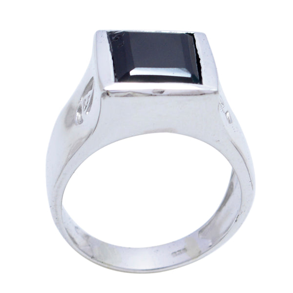 Black Onyx Solitaire French Sterling Silver Black Gemstones Essential  Armor Ring Jewelry