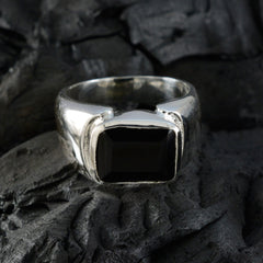 Black Onyx Solitaire African Silver Black Gemstone Essential  Abstract Ring Jewelry
