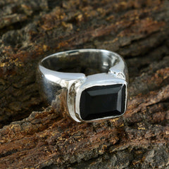 Black Onyx Solitaire African Silver Black Gemstone Essential  Abstract Ring Jewelry