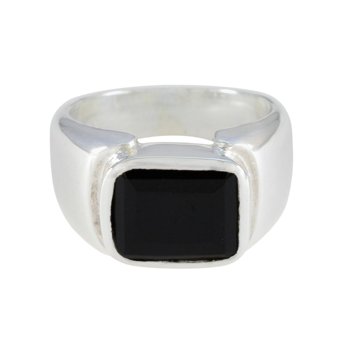 Black Onyx Solitaire African Silver Black Gemstone Essential  Abstract Ring Jewelry メイン画像