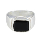 Black Onyx Solitaire African Silver Black Gemstone Essential  Abstract Ring Jewelry